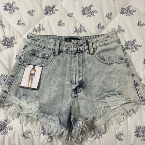 Women's Distressed Blue Shorts